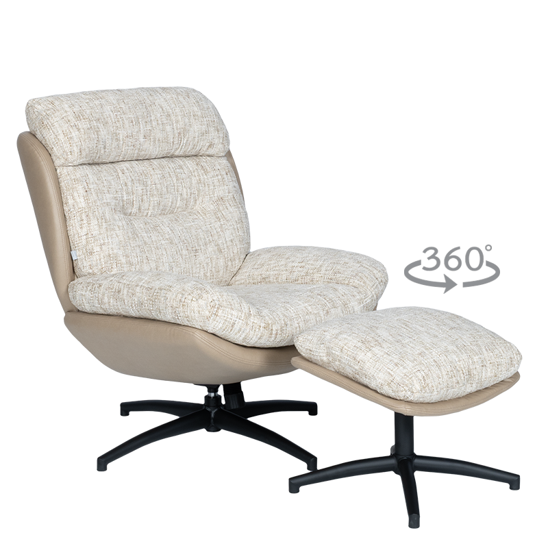Armchair with stool BEJA - cream