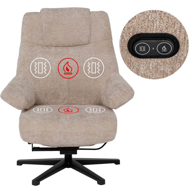 Electric massage chair with stool SINES - cream