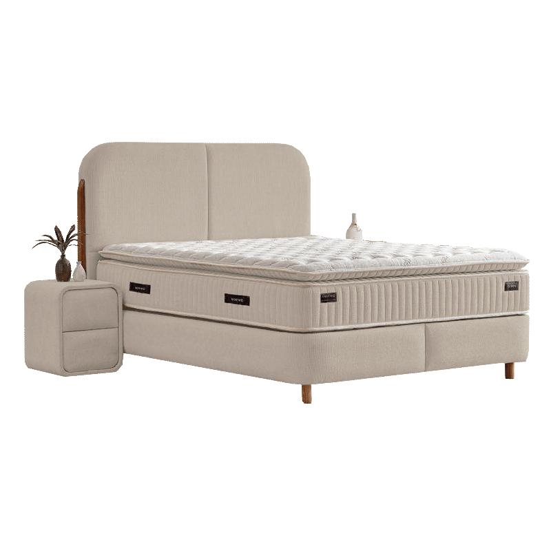 Upholstered bedroom with mattress PORTO 160 x 200 - beige 04