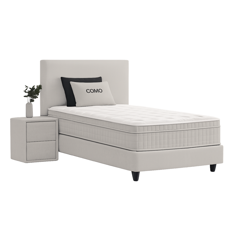 Upholstered bed with mattress COMO 90 x 200 - cream 01