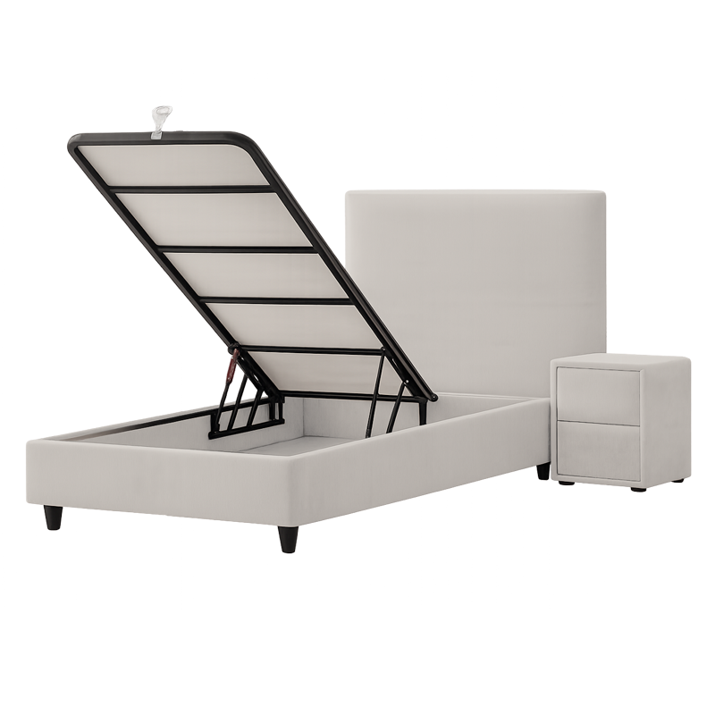 Upholstered bed with mattress COMO 90 x 200 - cream 01