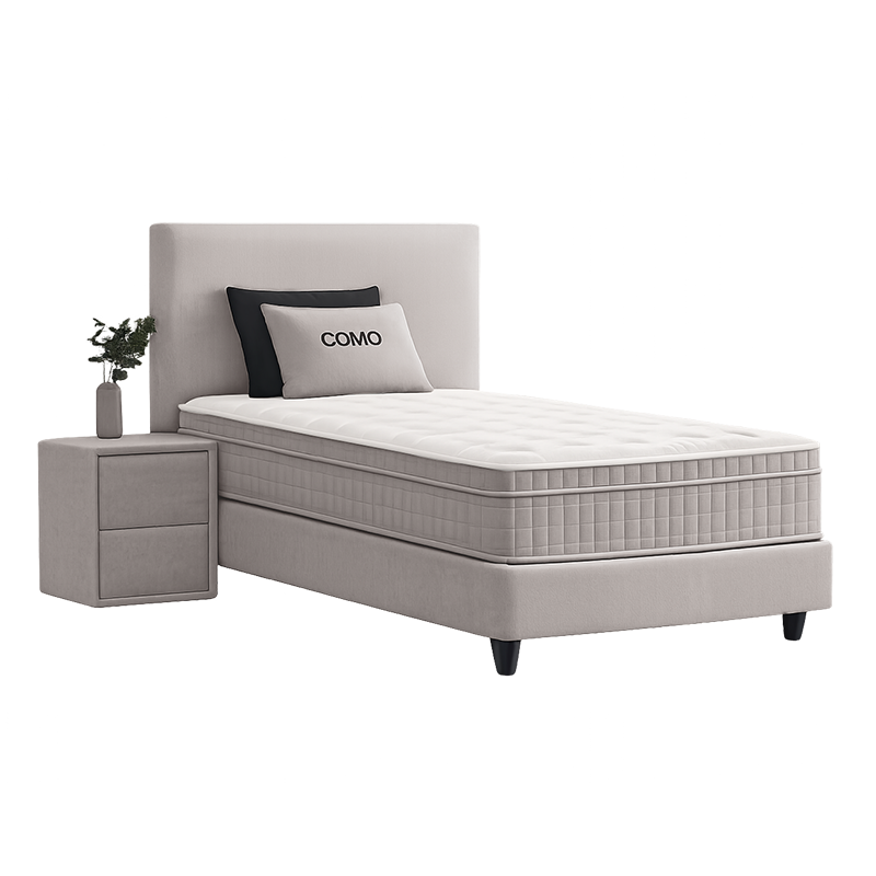 Upholstered bed with mattress COMO 90 x 200 - beige 020