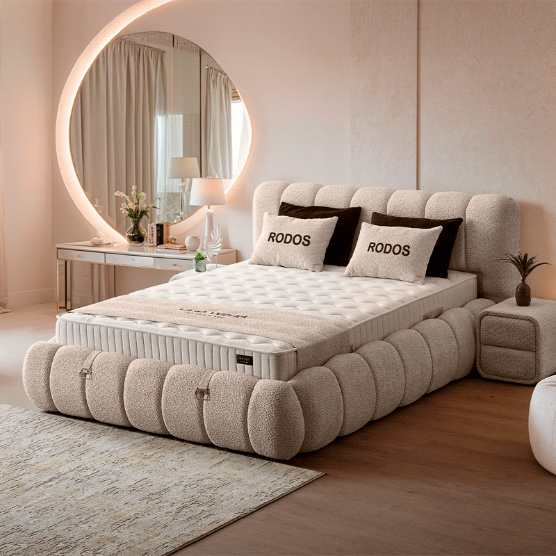 Upholstered bedroom with mattress RODOS 180 x 200 - beige 04