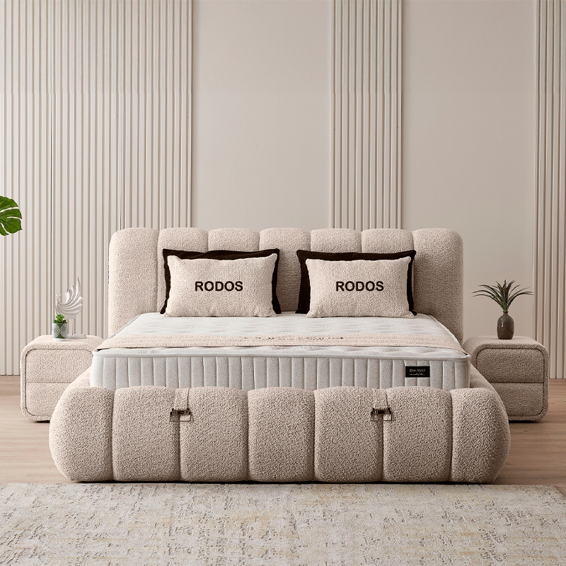 Upholstered bedroom with mattress RODOS 180 x 200 - beige 04