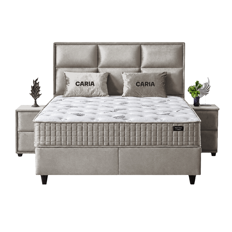 Тапицирана спалня с матрак CARIA 160 x 200 - перла SY
