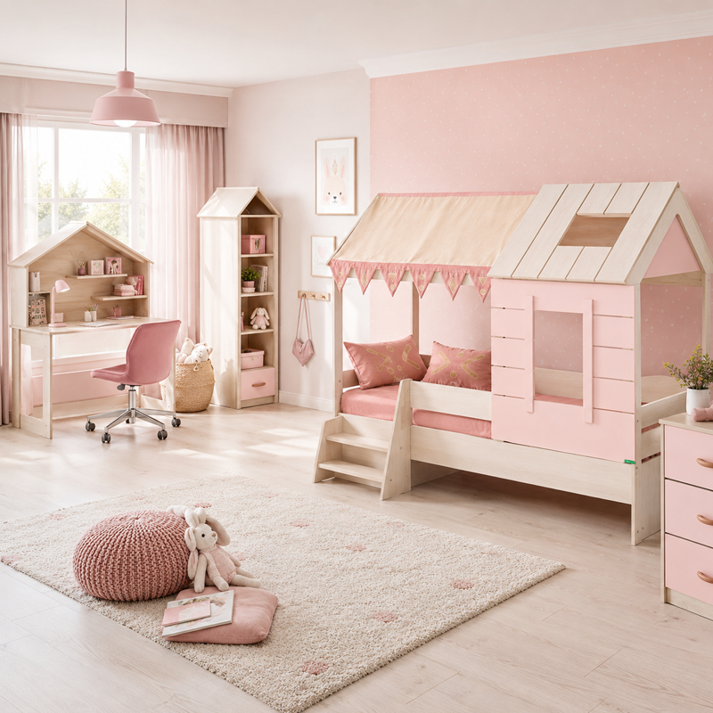 Детско легло къща PINK HOUSE - 90 х 200