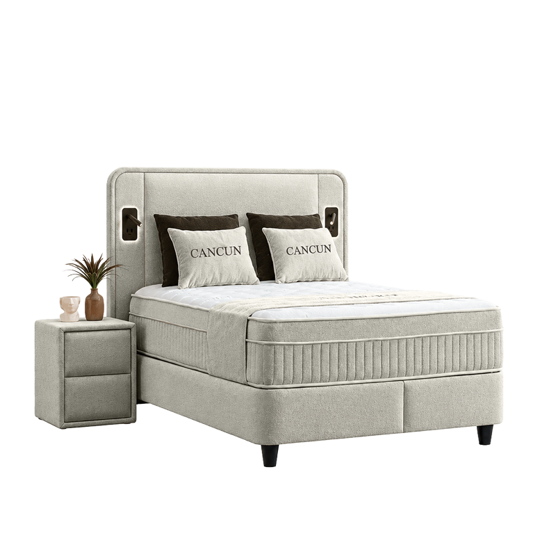 Upholstered bedroom with mattress CANCUN 140 X 200 - latte 06