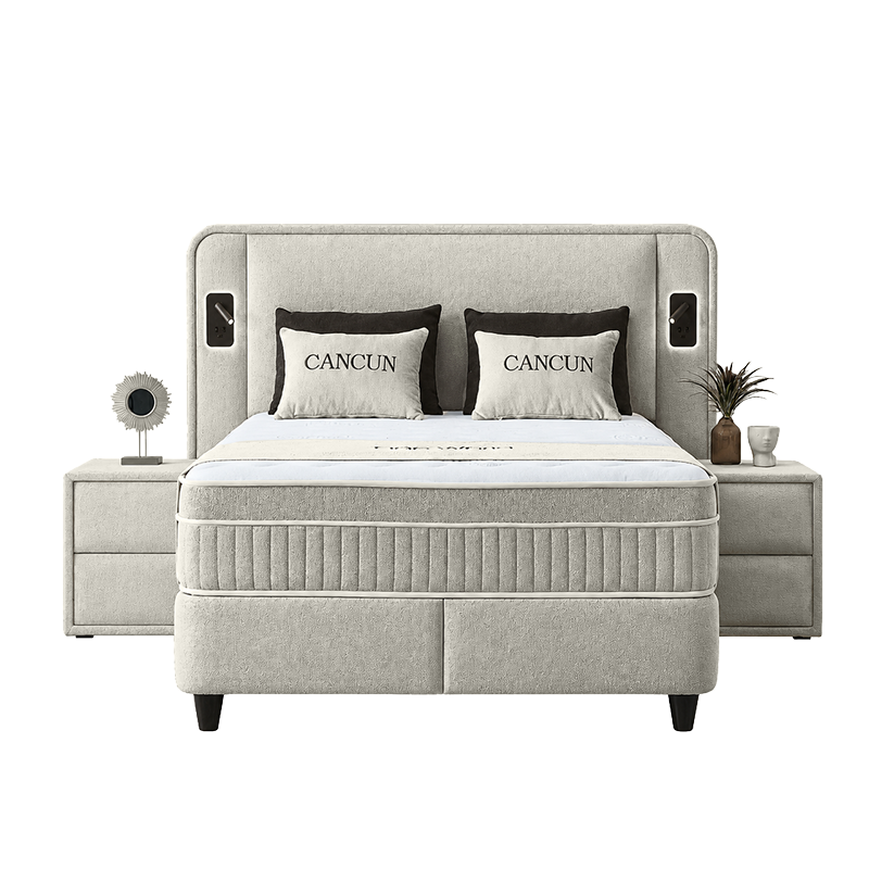 Upholstered bedroom with mattress CANCUN 140 X 200 - latte 06