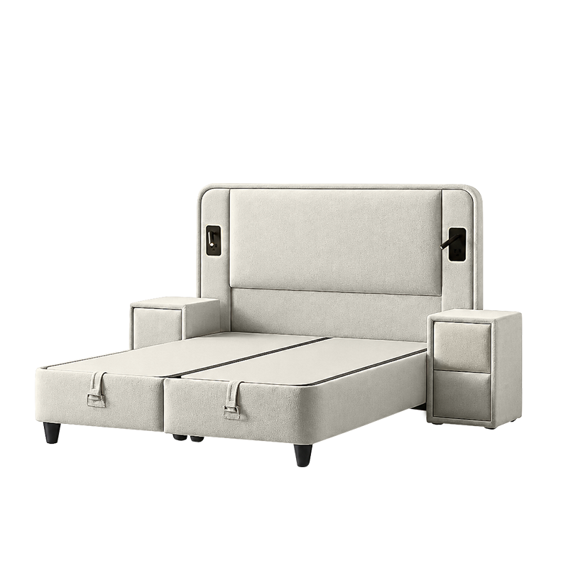 Upholstered bedroom with mattress CANCUN 140 X 200 - latte 06
