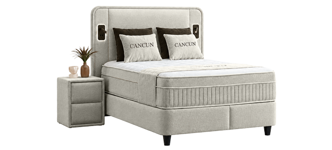 Upholstered bedroom with mattress CANCUN 140 X 200 - latte 06