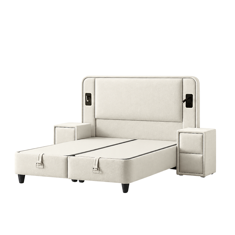 Upholstered bedroom with mattress CANCUN 140 X 200 - cream 01