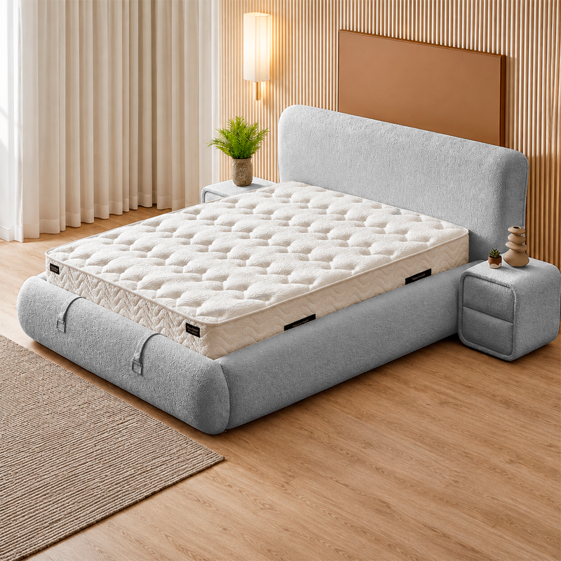Upholstered bedroom with mattress RODOS PRO 160 x 200 - gray 18