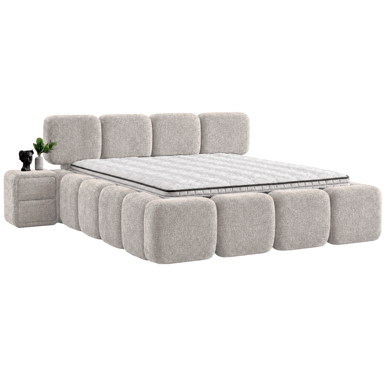 Upholstered bedroom with LEGO mattress 160 x 200 - cream 02