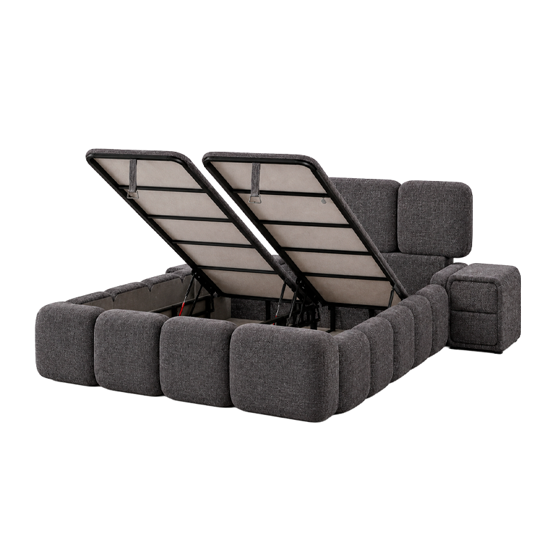 Upholstered bedroom with LEGO mattress 160 x 200 - anthracite SY