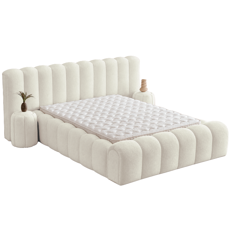 Upholstered bedroom with mattress CARLA 160 x 200 - cream 02