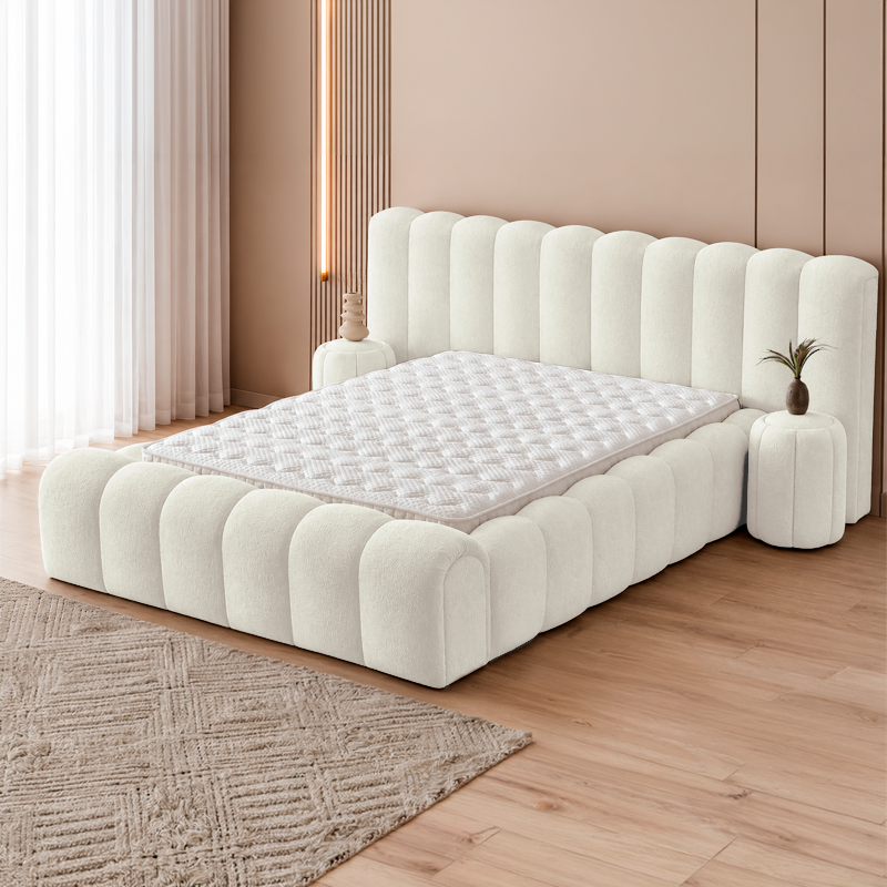 Upholstered bedroom with mattress CARLA 160 x 200 - cream 02