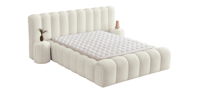 Upholstered bedroom with mattress CARLA 160 x 200 - cream 02