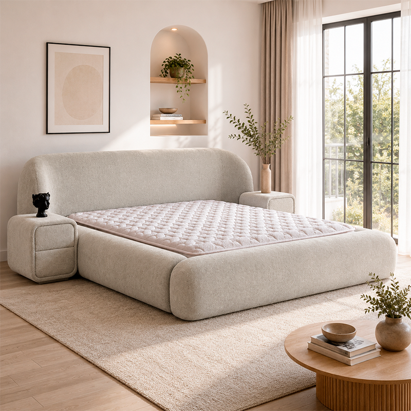 Upholstered bedroom with mattress BOHEM 160 x 200 - beige 07