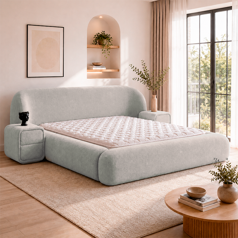 Upholstered bedroom with mattress BOHEM 180 x 200 - pearl SY