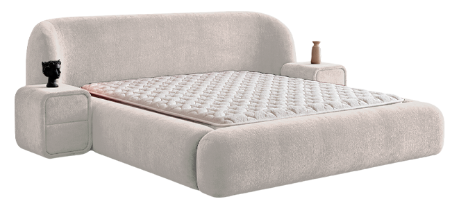 Upholstered bedroom with mattress BOHEM 180 x 200 - pearl SY