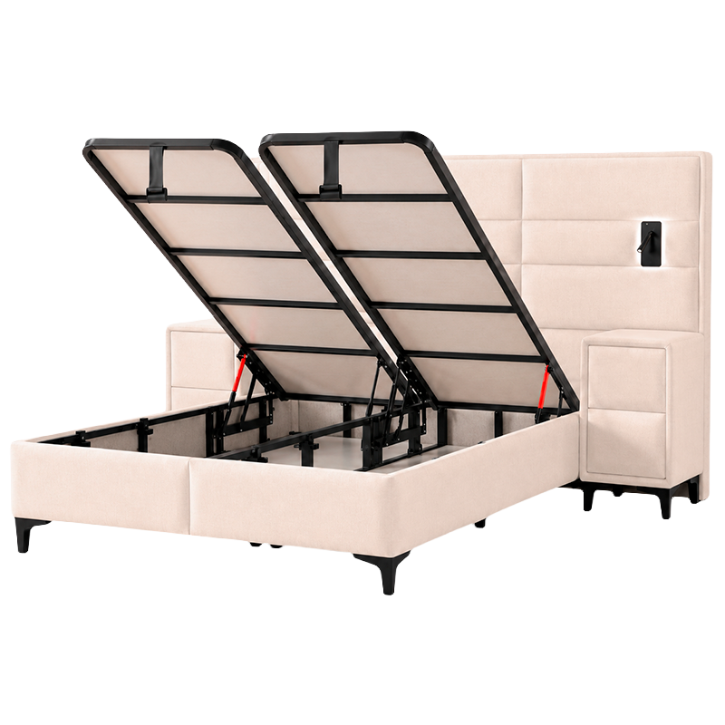 Upholstered bedroom with mattress MATHILDA 180 x 200 - cream 02