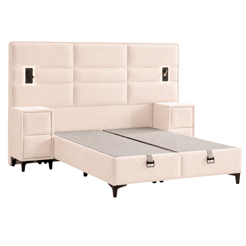 Upholstered bedroom with mattress MATHILDA 180 x 200 - cream 02