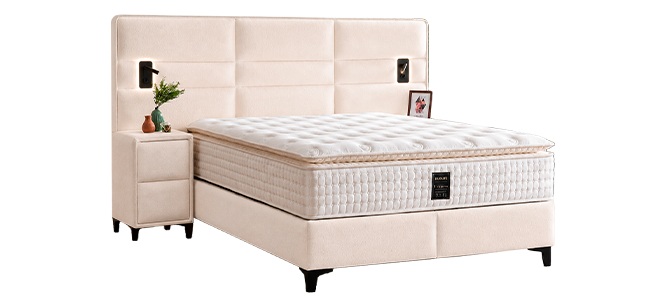 Upholstered bedroom with mattress MATHILDA 180 x 200 - cream 02