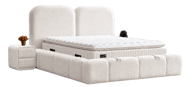Upholstered bedroom with mattress BUDVA 160 x 200 - pearl 03