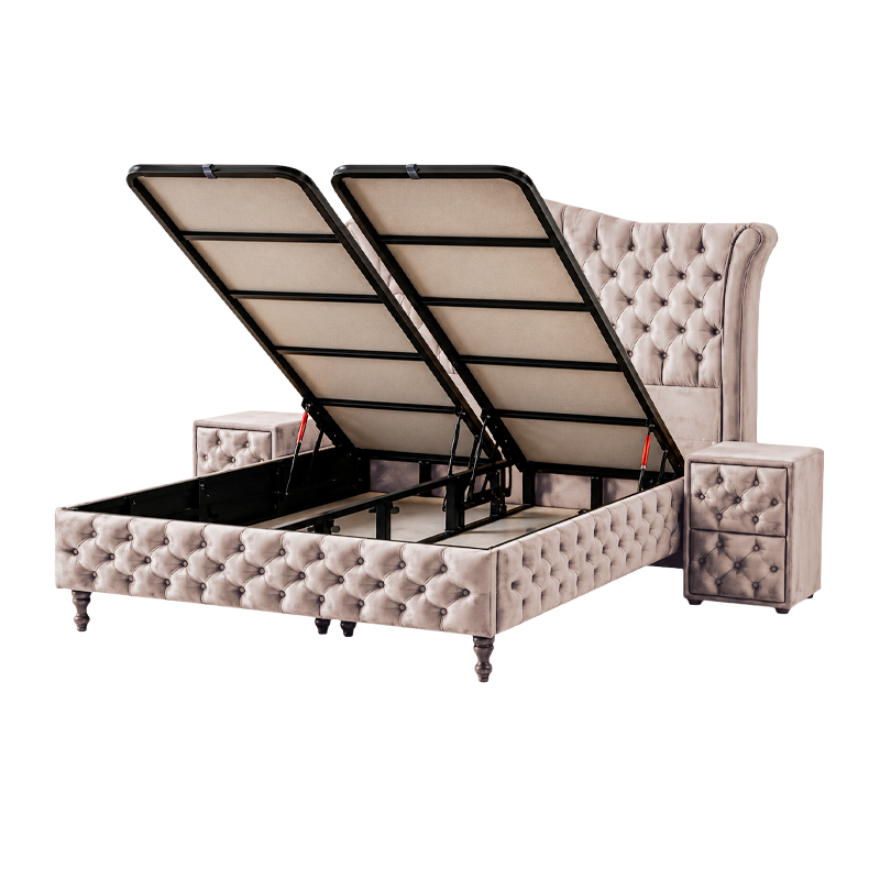 Upholstered bedroom with mattress DIMMAX 160 x 200 - cream 03
