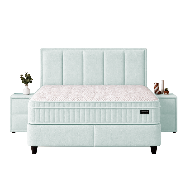 Upholstered bedroom with mattress ROYCE 160 x 200 - light green 03
