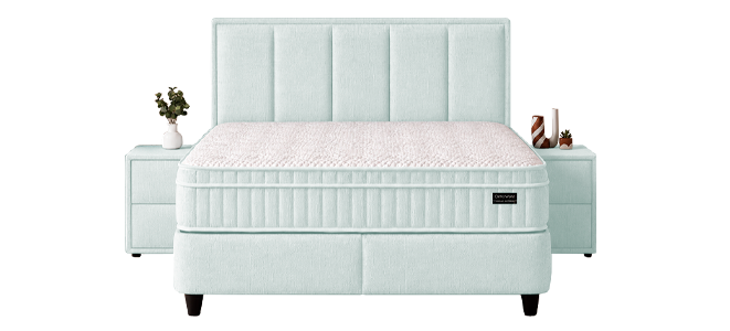 Upholstered bedroom with mattress ROYCE 160 x 200 - light green 03