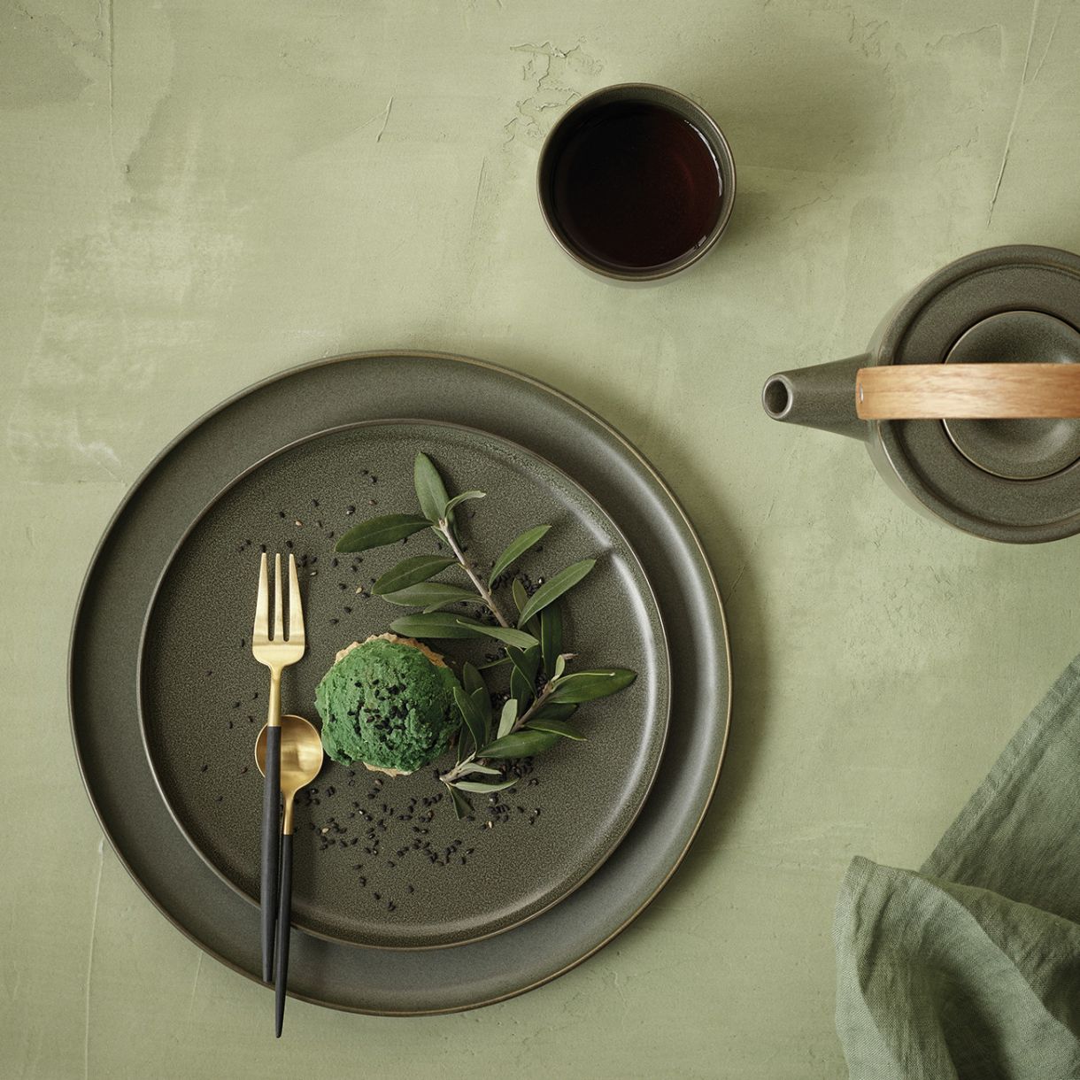 Κύπελλο με πιατάκι Coppa 0.080ml Χρώμα σκούρο πράσινο