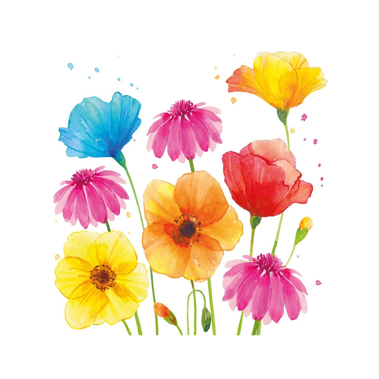 Χαρτοπετσέτα 25εκ. 25εκ. 20 τεμάχια Πολύχρωμα καλοκαιρινά λουλούδια