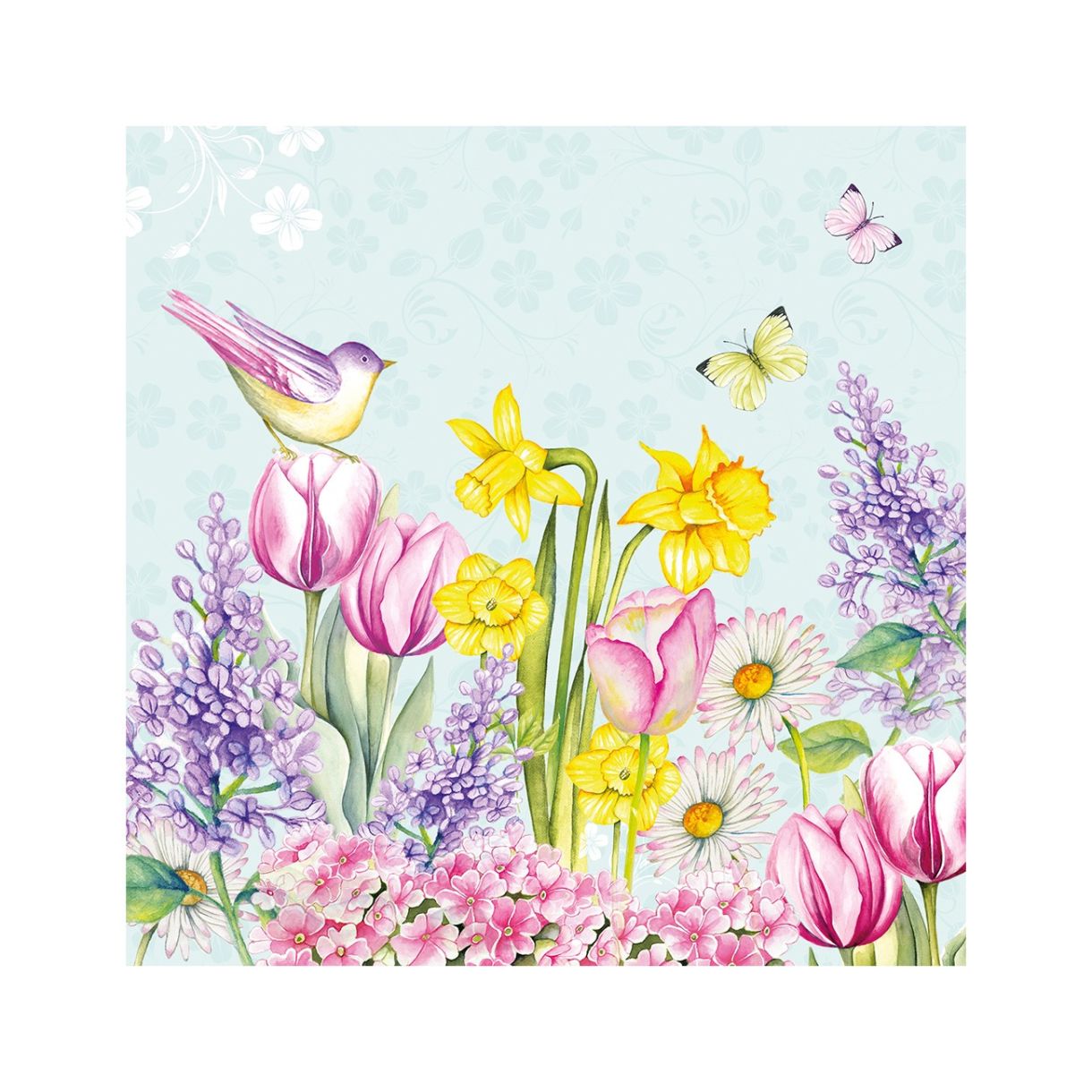 Napkin 25cm 25cm 20pcs Blooming garden turquoise