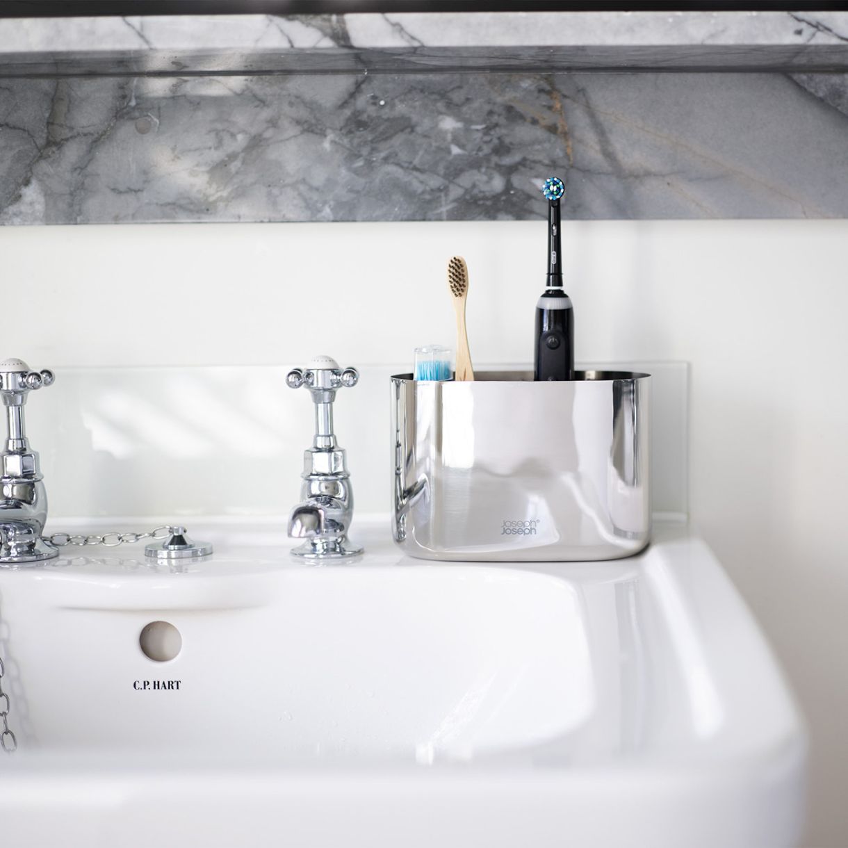 EasyStore™ Luxe Large Toothbrush Holder Steel Color