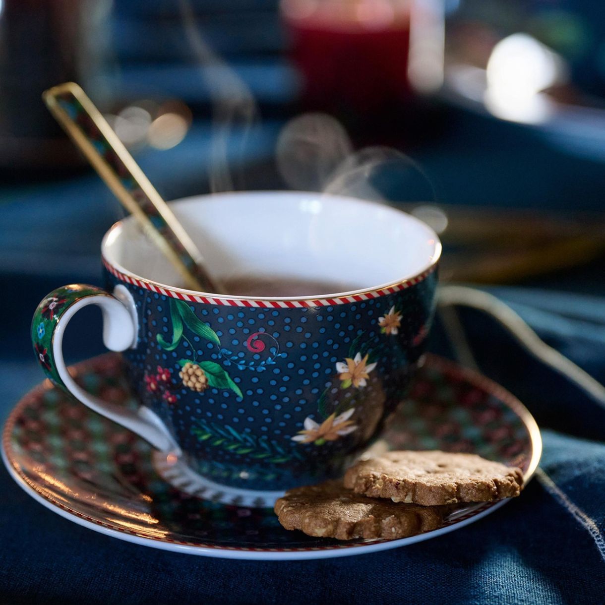 Cup with saucer 2pcs Berry Blues 0.280ml Color dark blue