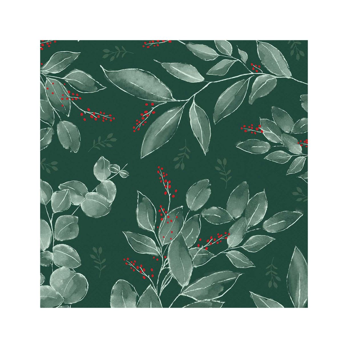 Салфетка 25см 25см 20бр Leaves and berries green