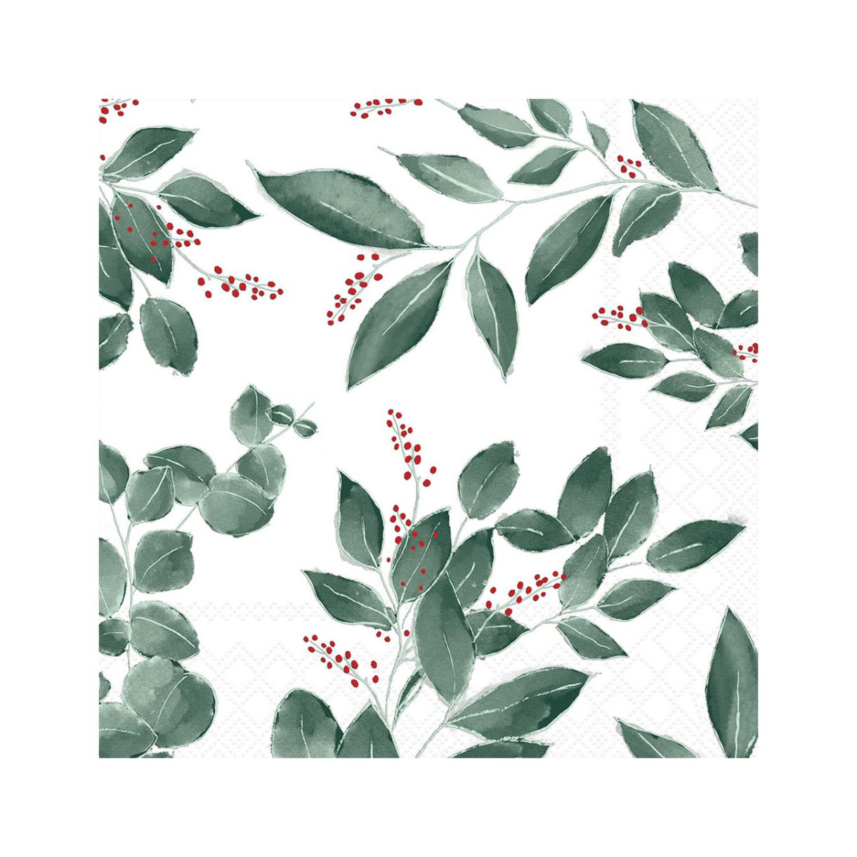 Салфетка 25см 25см 20бр Leaves and berries white