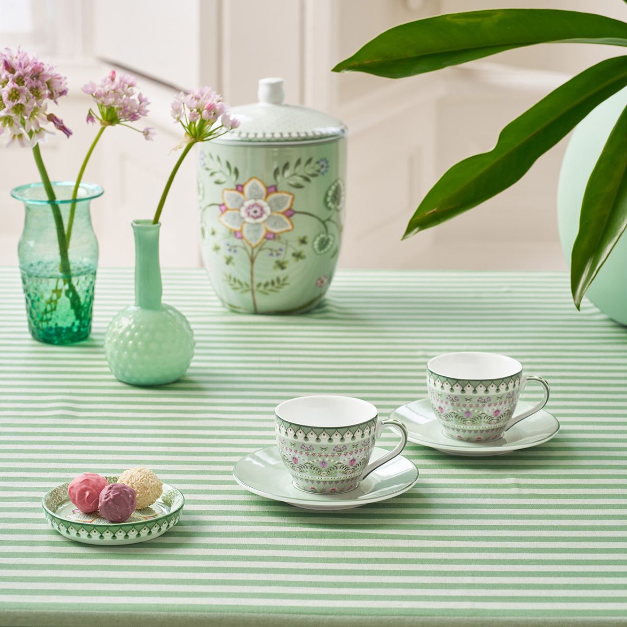 Κούπα με πιατάκι 2 τεμάχια Lily &amp; Lotus 0.120ml Χρώμα ανοιχτό πράσινο