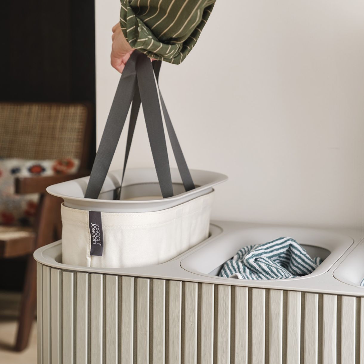 Καλάθι πλυντηρίου Tota Trio Lux 90l μπεζ χρώμα