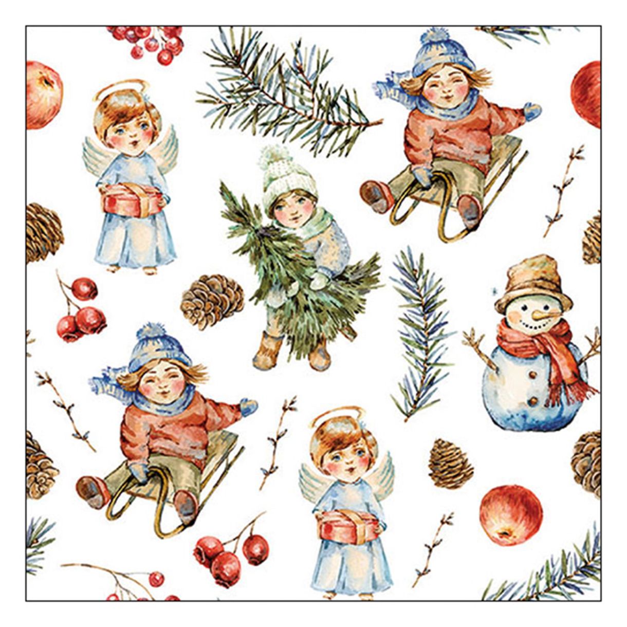 Napkin 33cm 33cm 20pcs PLAYING OUTSIDE WHITE