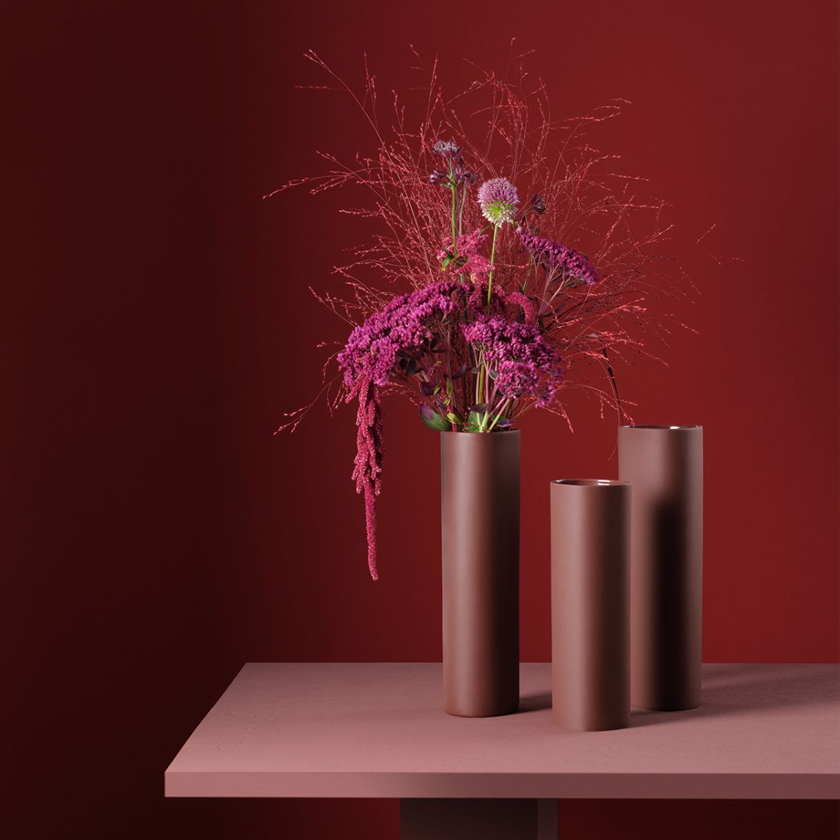 Γραμμές &amp; τετράγωνα βάζου 25cm Χρώμα μπορντό