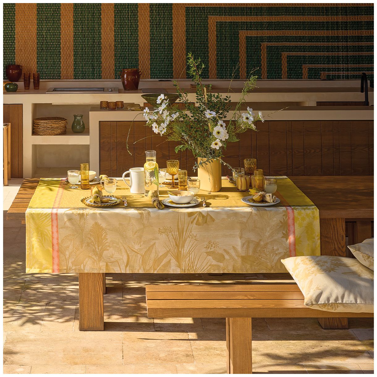 Покривка Sinharaja 175см 250см промазан памук Цвят жълто