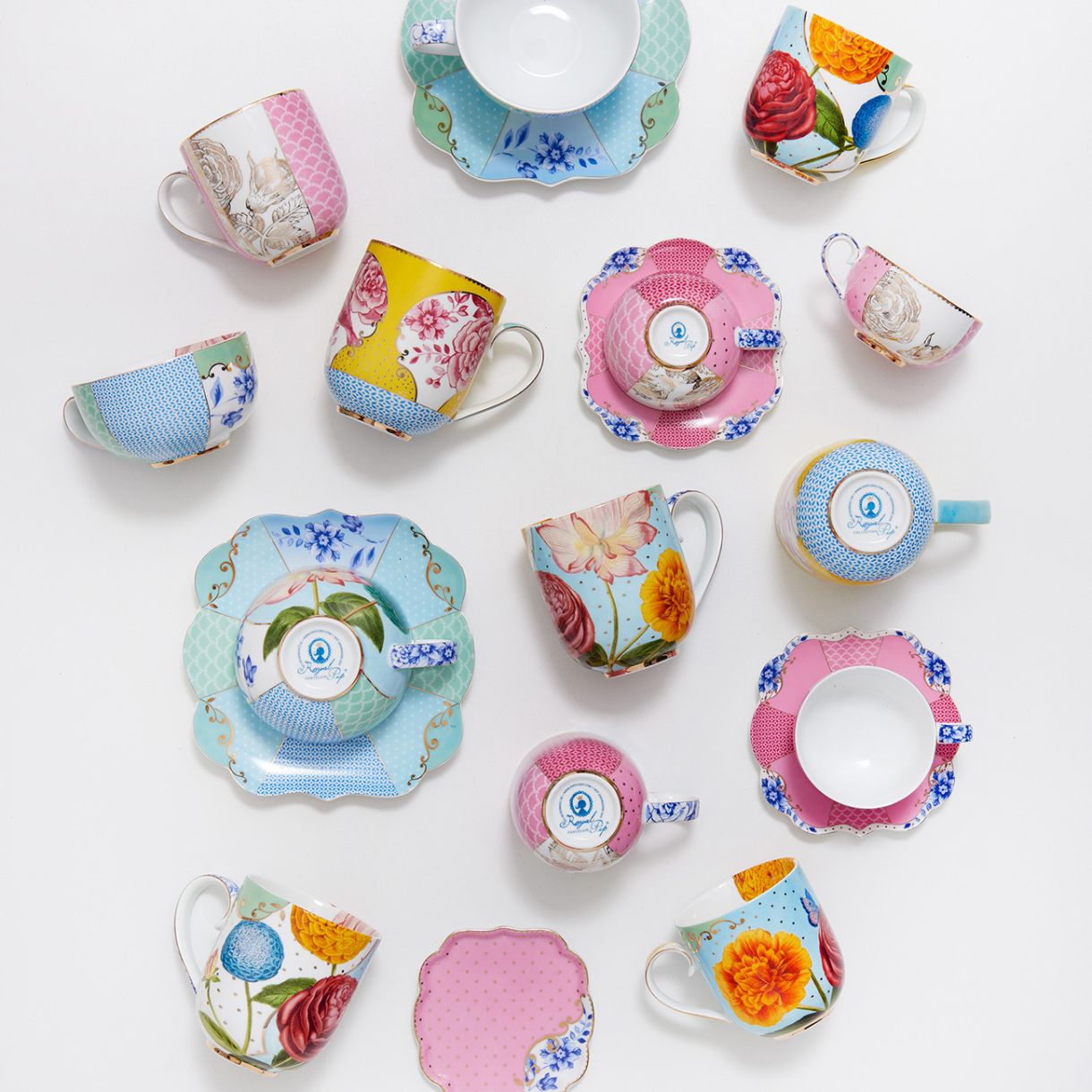 Чаши Royal multi 2бр 0,260мл кралски цветя PIP Studio