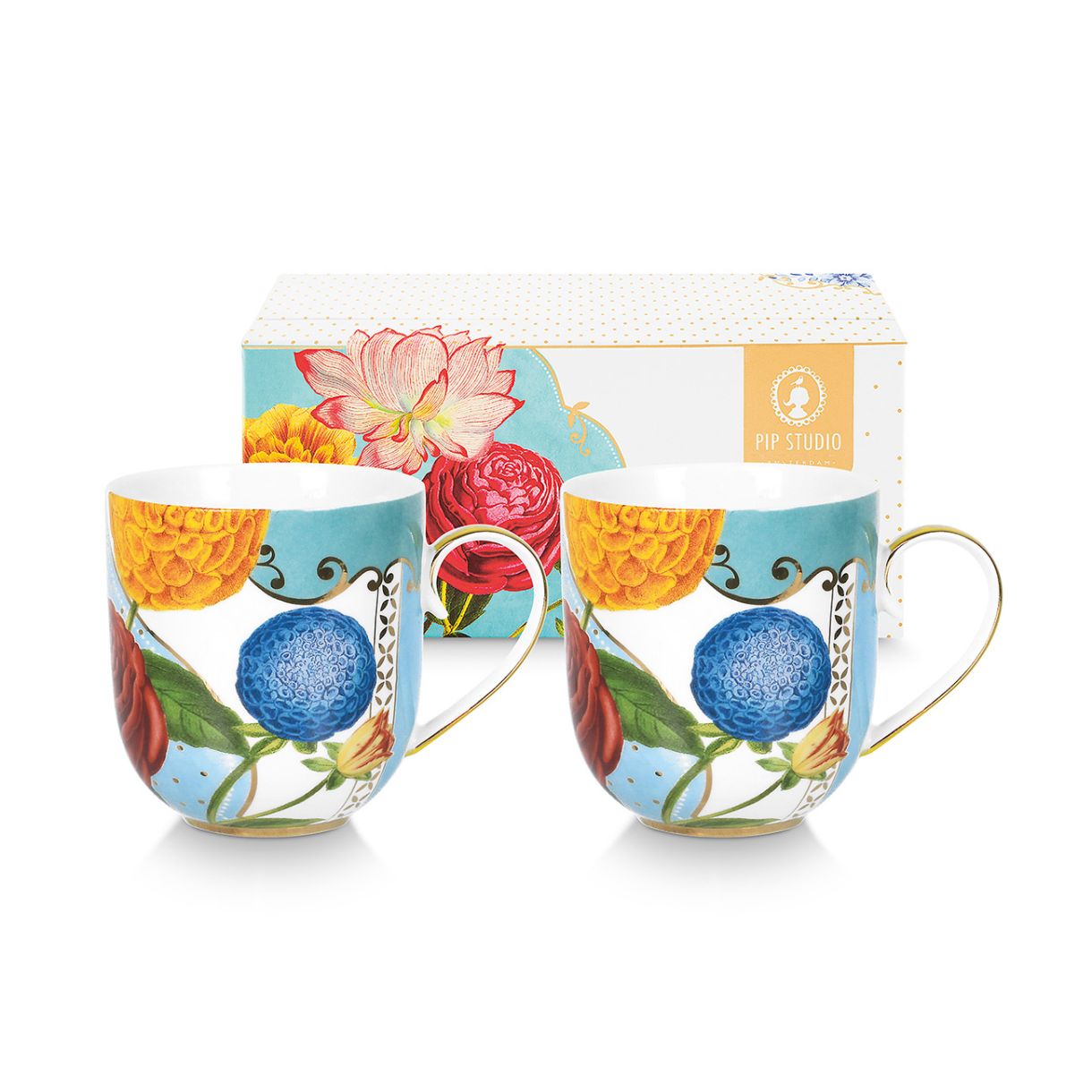 Чаши Royal multi 2бр 0,260мл кралски цветя PIP Studio